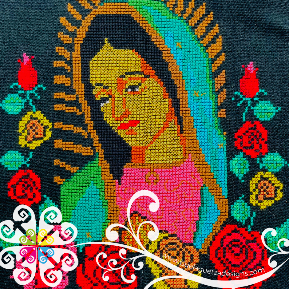 Virgen Guadalupe Embroider Long Poncho - Gaban