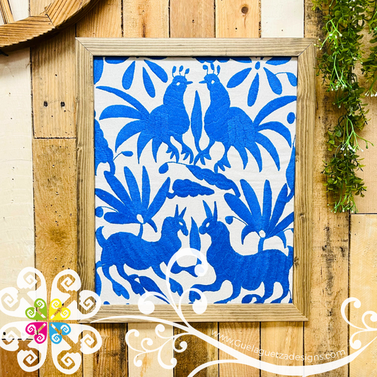 Blue Rectangle Embroidered Otomi Frame - Wall Art