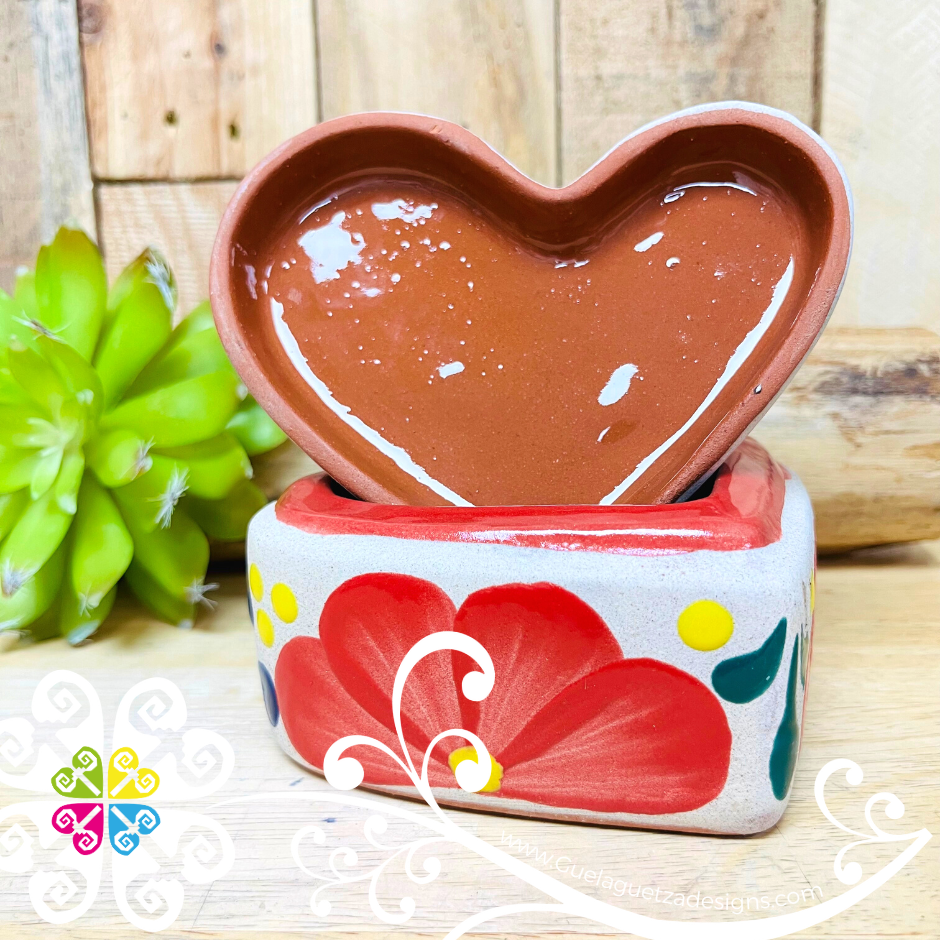 Flower Heart Clay Box - Jewelry Box - Alajero Corazon