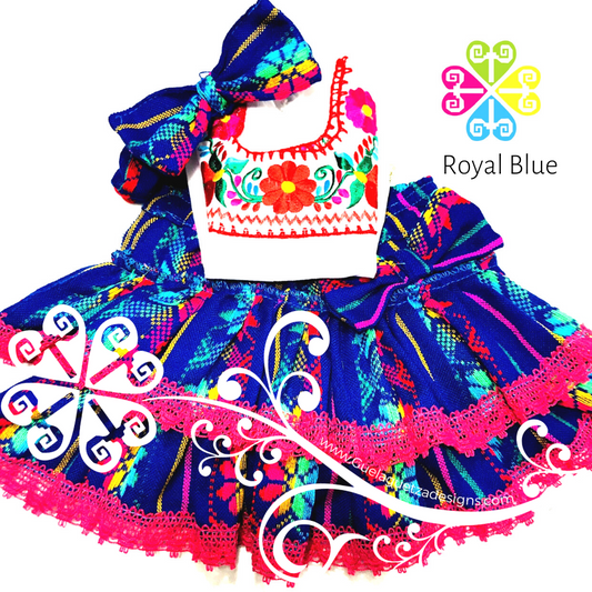 Royal Blue Primavera Girl Set - Mexican Children Outfit