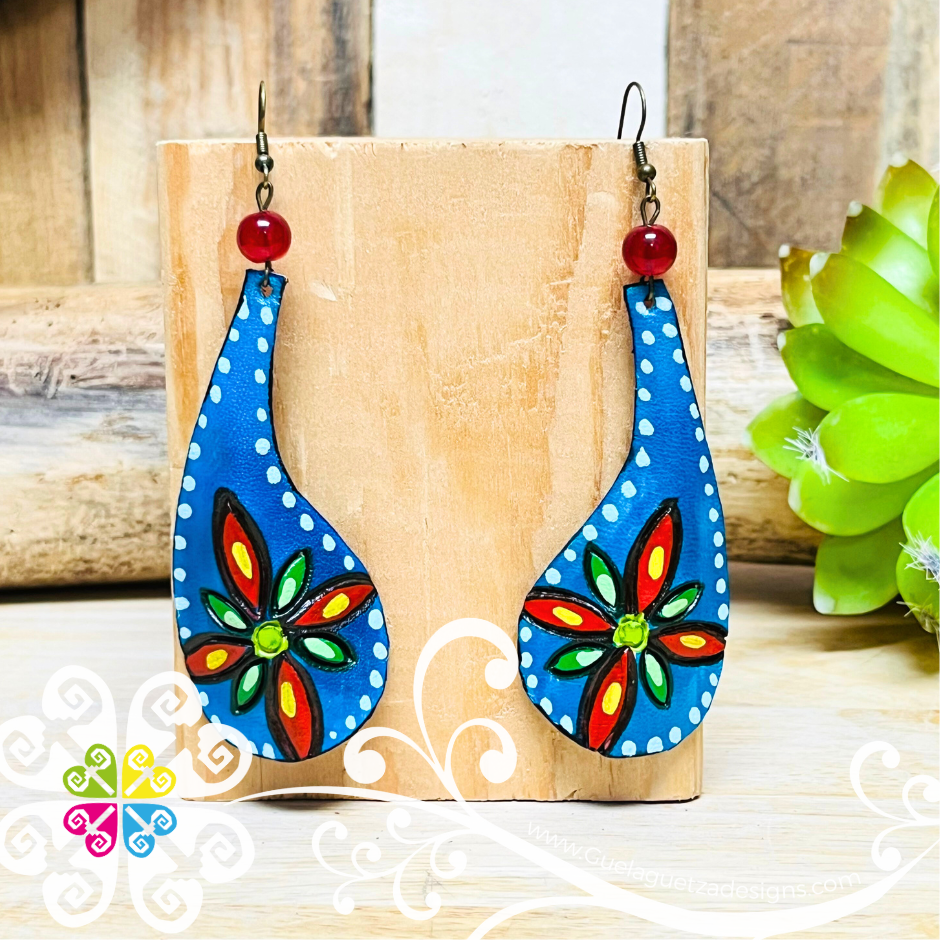 Rocio Hand Painted - Artisan Leather Earrings