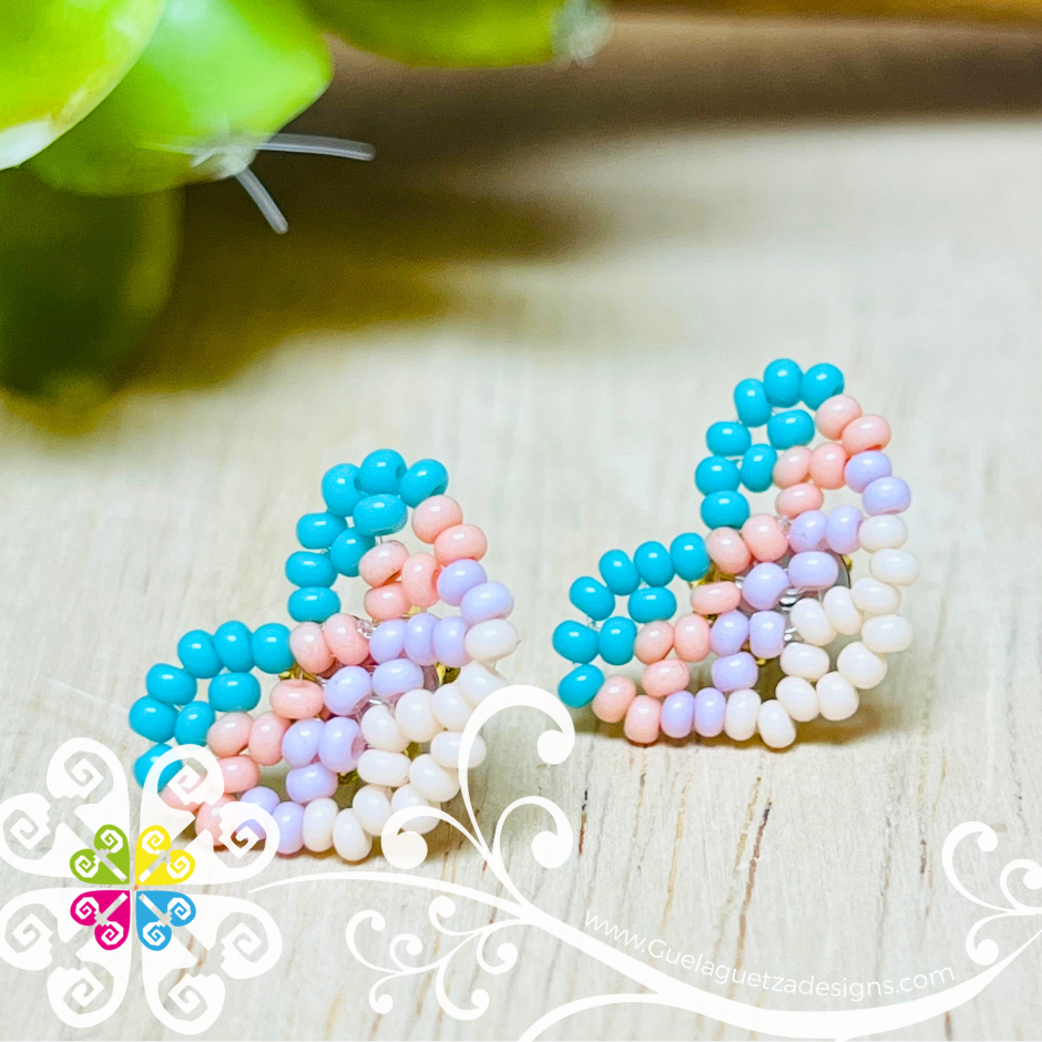 Beaded Heart Studs