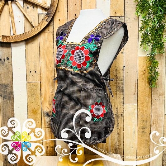 Brown  Escapulario Embroider Apron - Mandil Artesanal