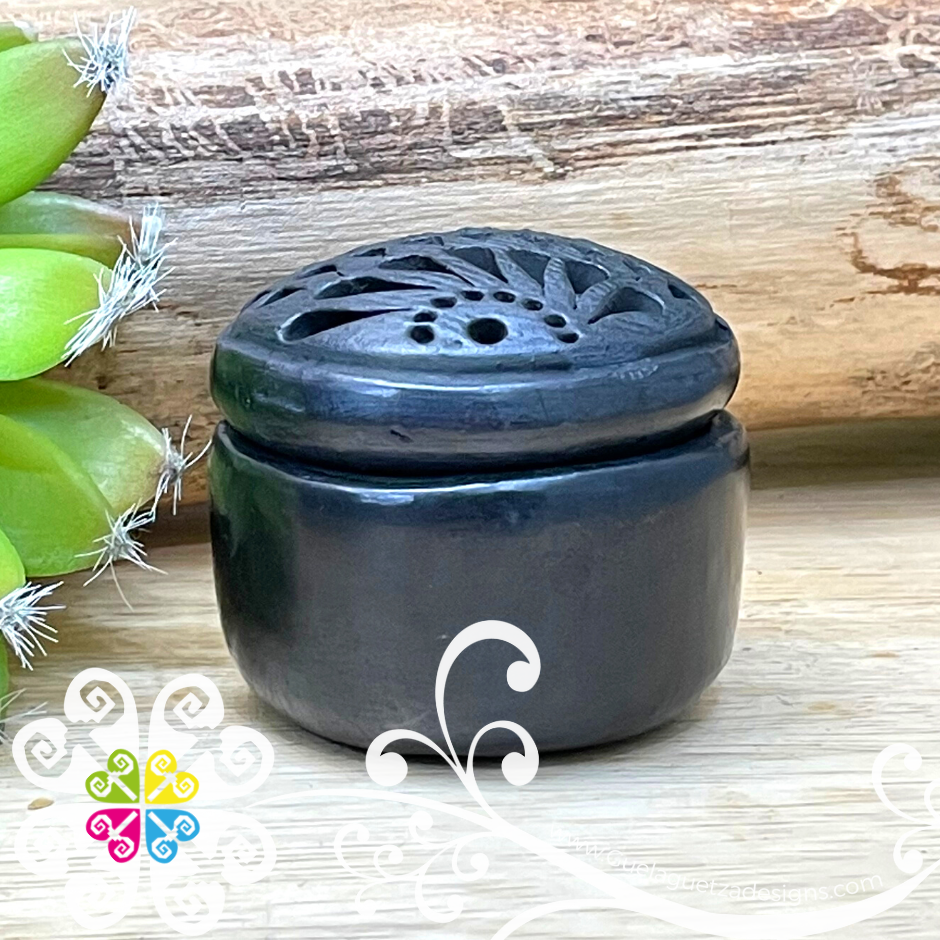 Small Round Jewelry Box - Barro Negro Oaxaca