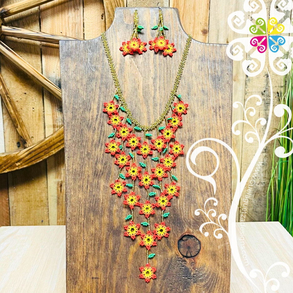 Daisy Waterfall Beaded Set