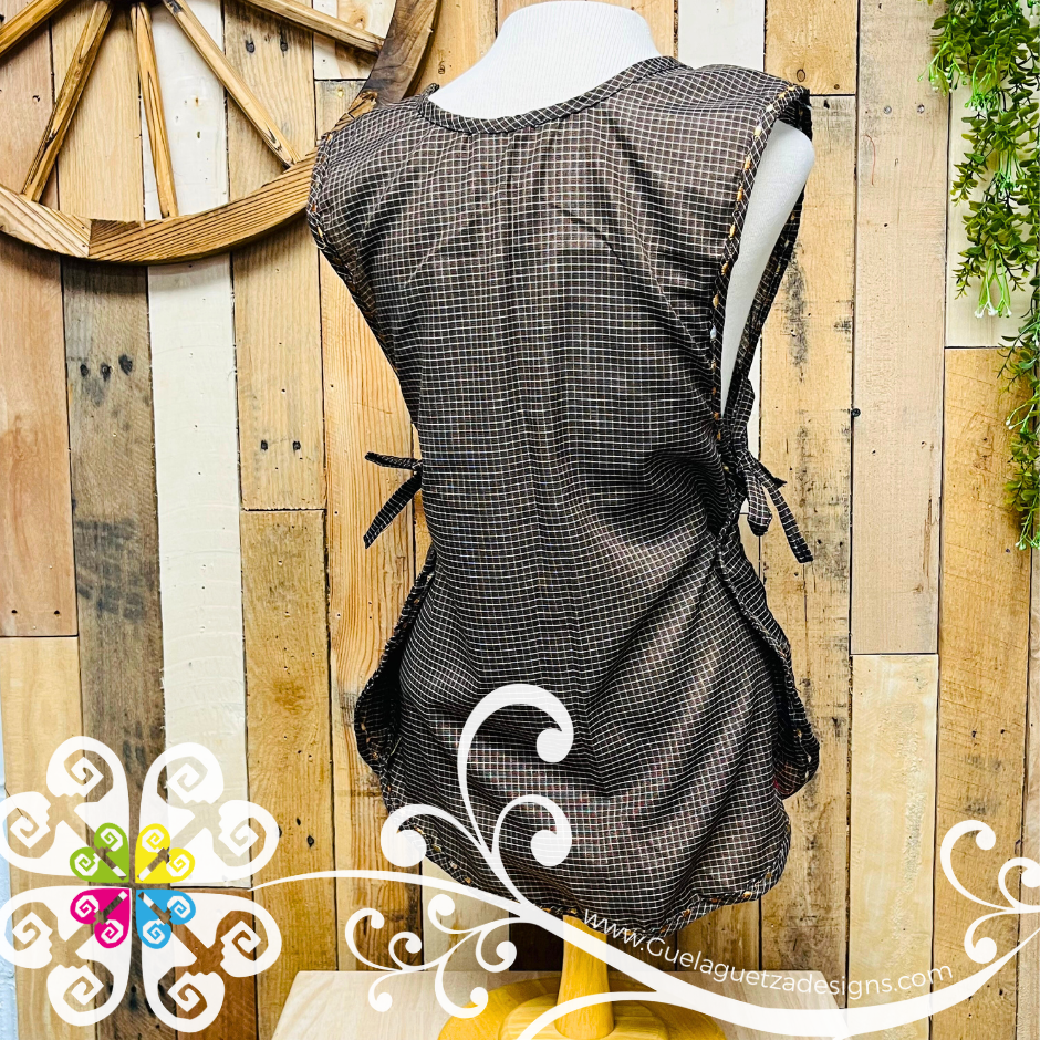 Brown  Escapulario Embroider Apron - Mandil Artesanal