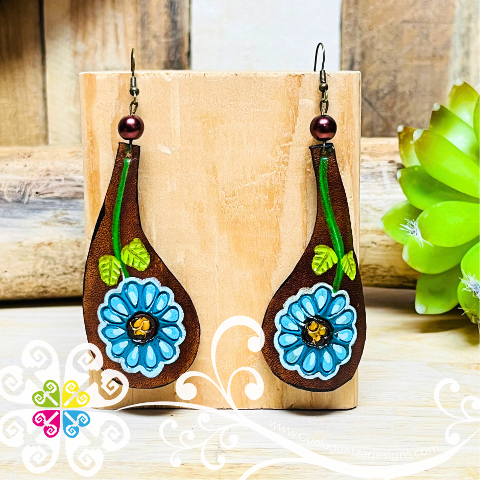 Rocio Hand Painted - Artisan Leather Earrings