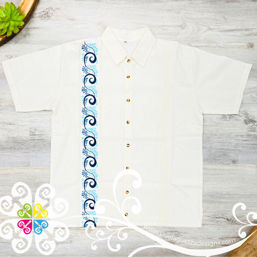 Beige Plumeado - Embroider Men Shirt