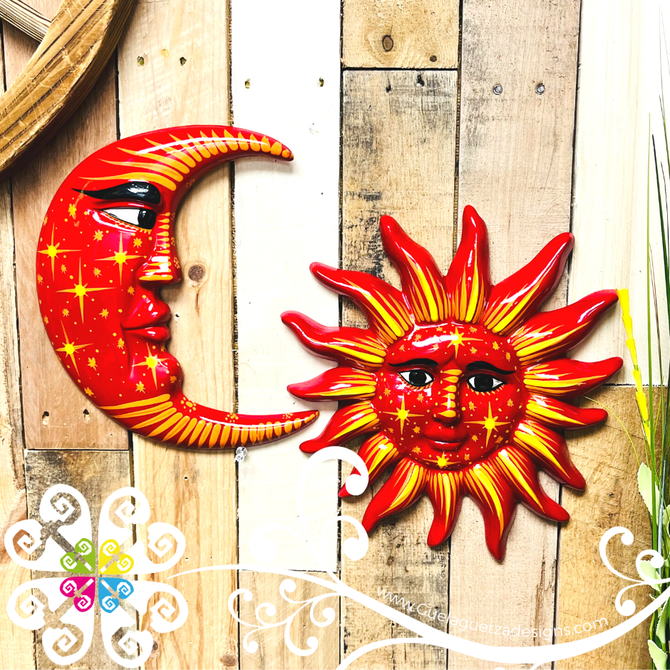 Ceramic Sun & Moon Set - Wall Decor