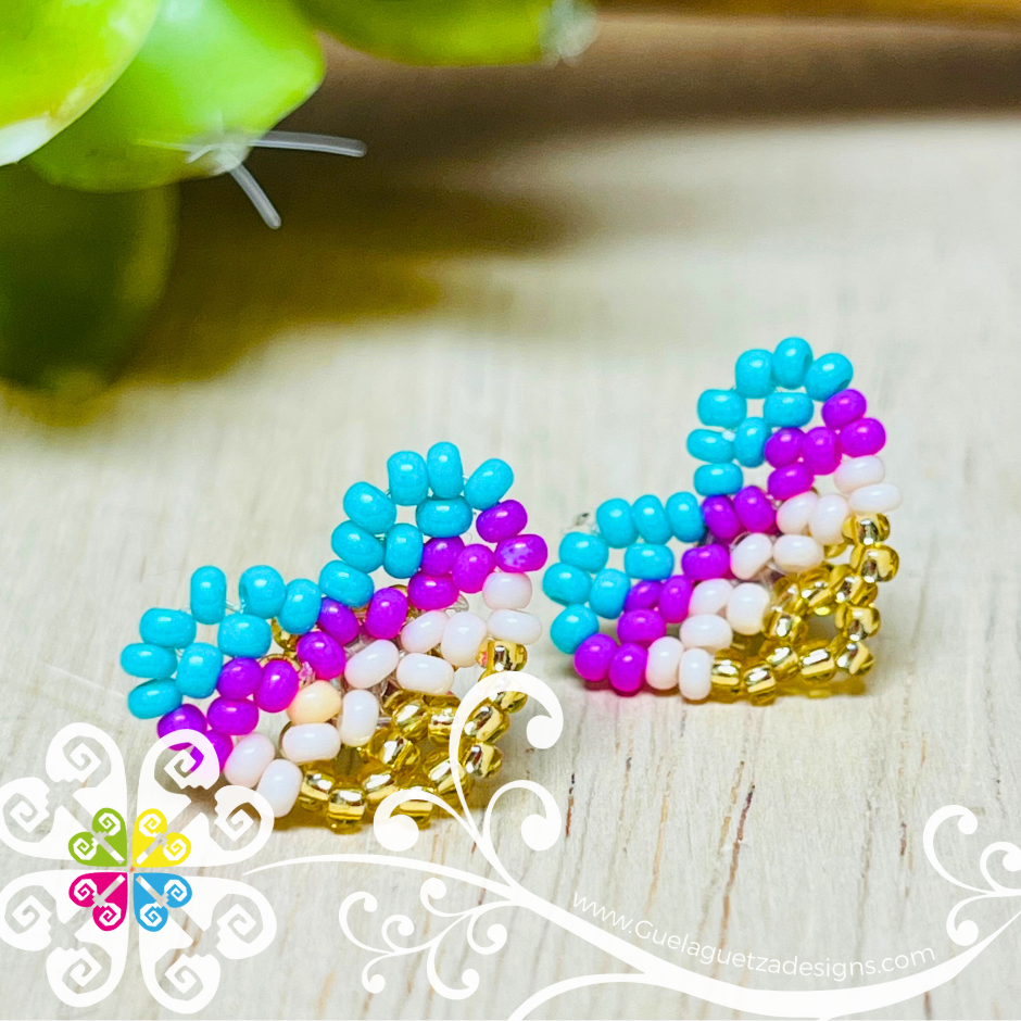 Beaded Heart Studs