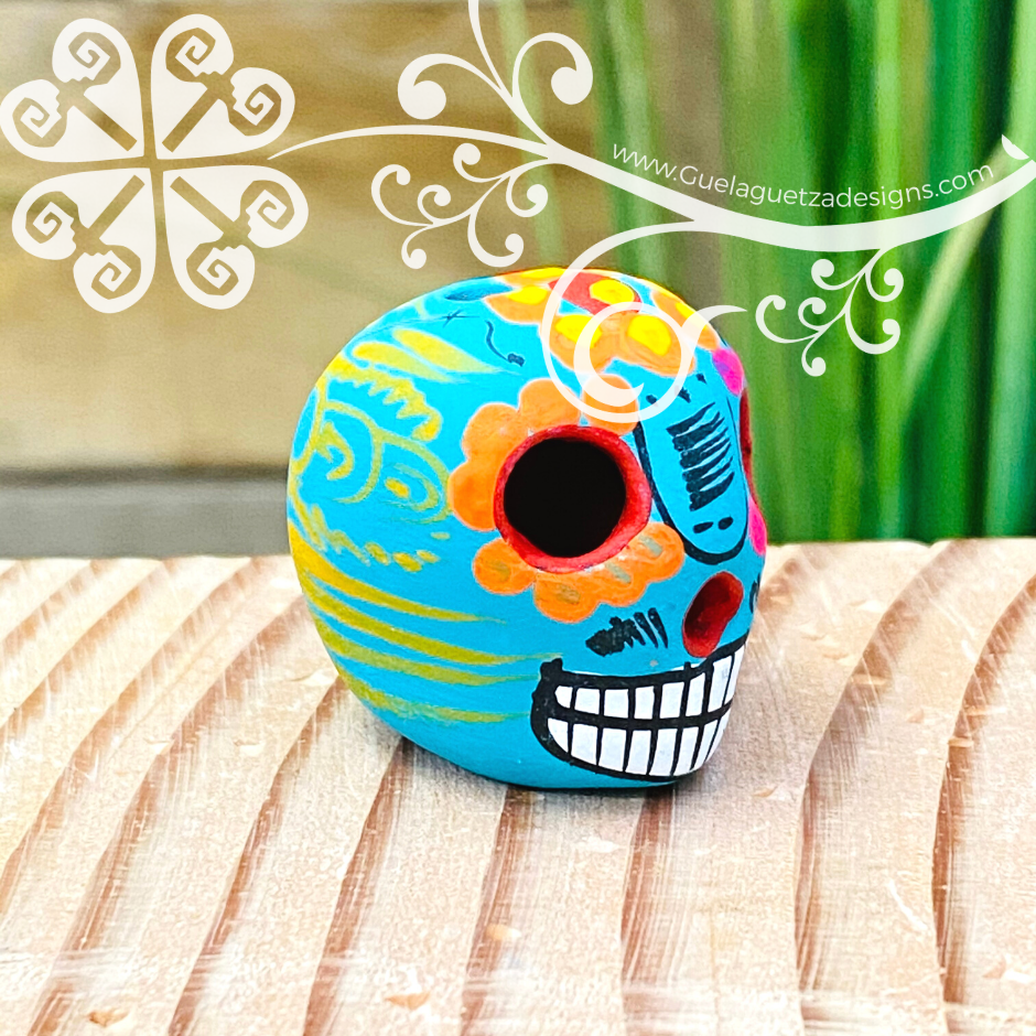 Mini Hand Painted Multicolor Sugar Skull  - Calaverita Guerrero