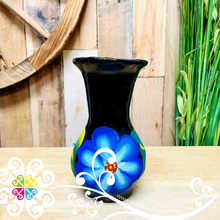 Small Black Clay Handpainted Vase - Barro Negro Oaxaca