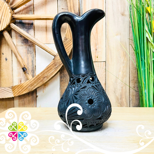 Medium Black Clay Pitcher - Barro Negro Oaxaca