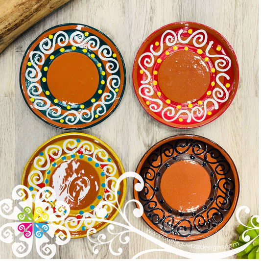 Set of 4 Medium Fiesta Plates - Set Clay Flat Plates