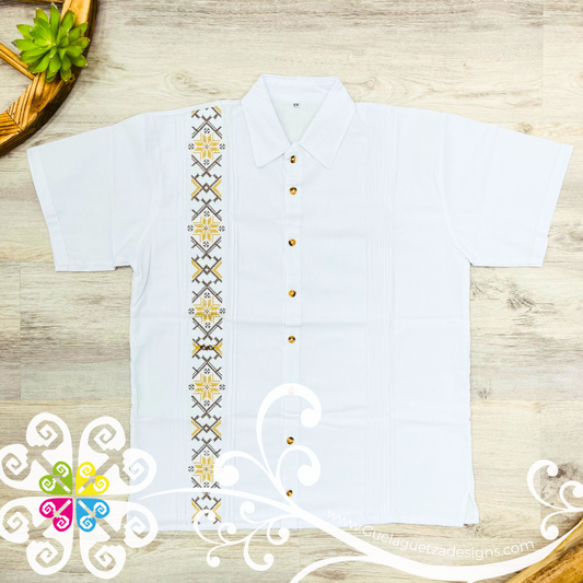 White Earth Tones - Embroider Men Shirt