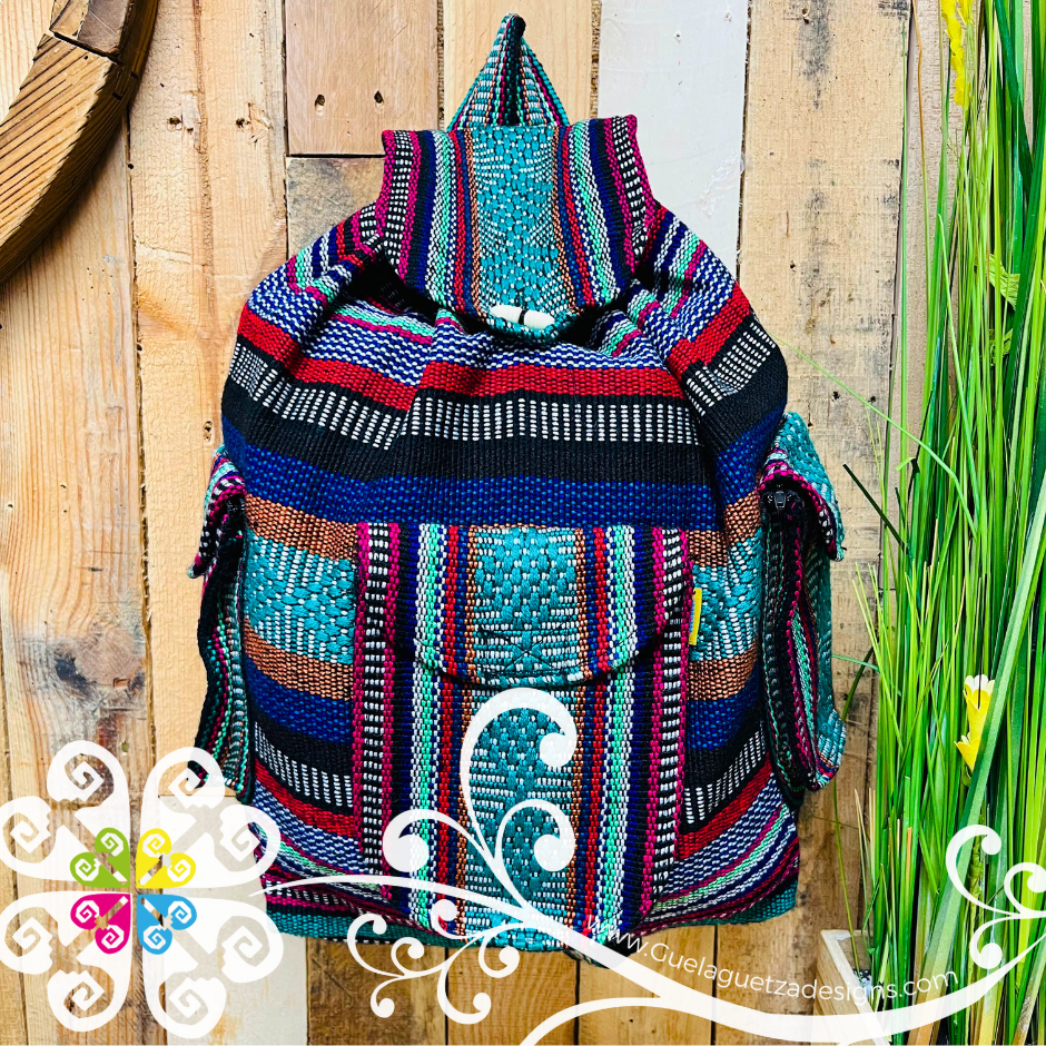 Large Boho Backpack with 3 Pockets - - Mochila Escolar