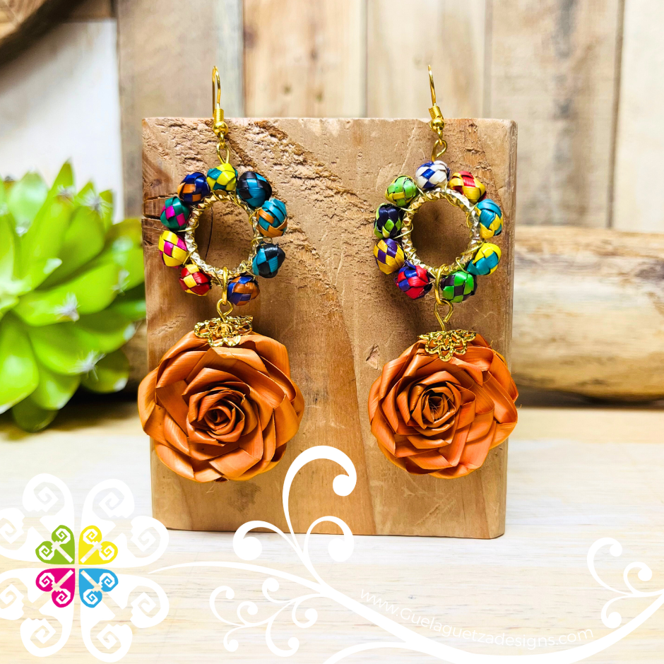 Medallion Rose - Palm Earrings