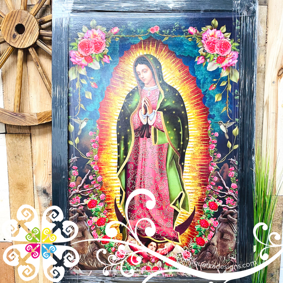 Large Virgen Guadalupe Wall Art - Black Frame Litografia