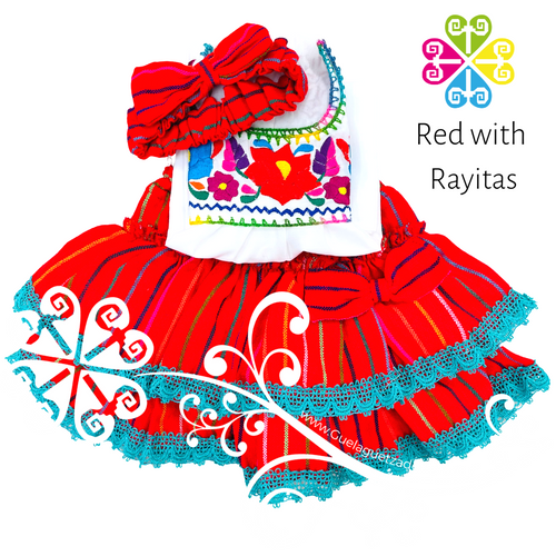 Red Rallitas Primavera Girl Set - Mexican Children Outfit