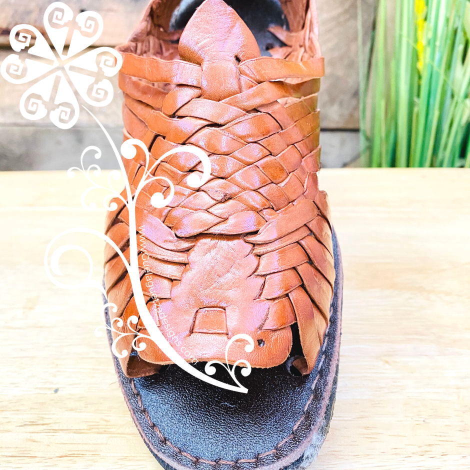 Brown Tejido Leather Men Huaraches