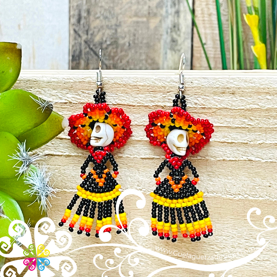 Beaded Dancing Catrina Earrings