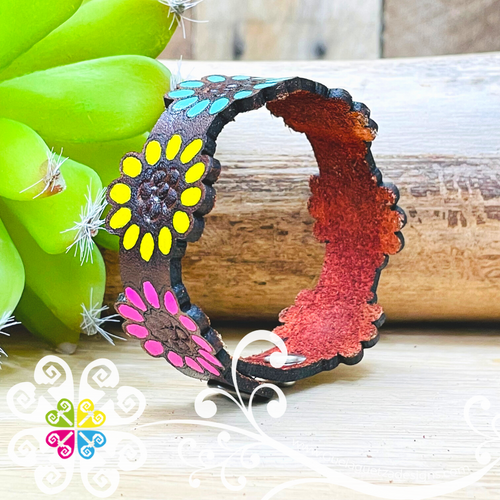 Large Sunflower Leather Bracelet - Kids Bracelet