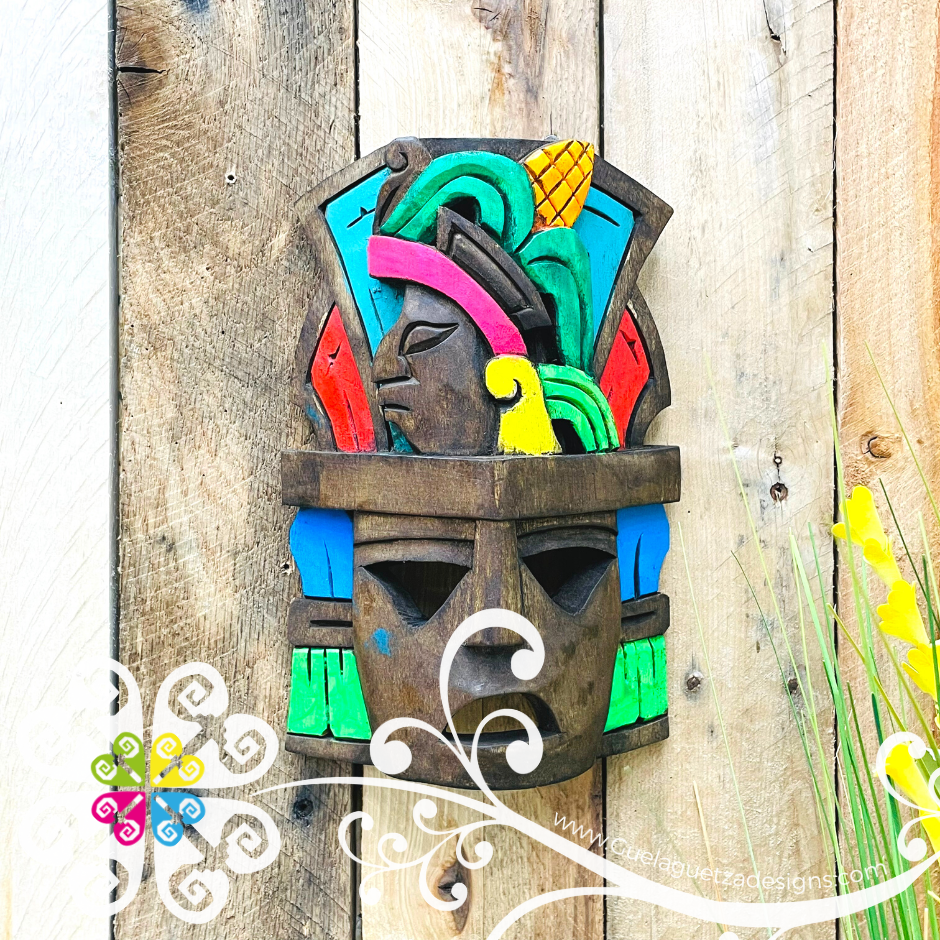 Small Hand Carve Wood Mayan Mask