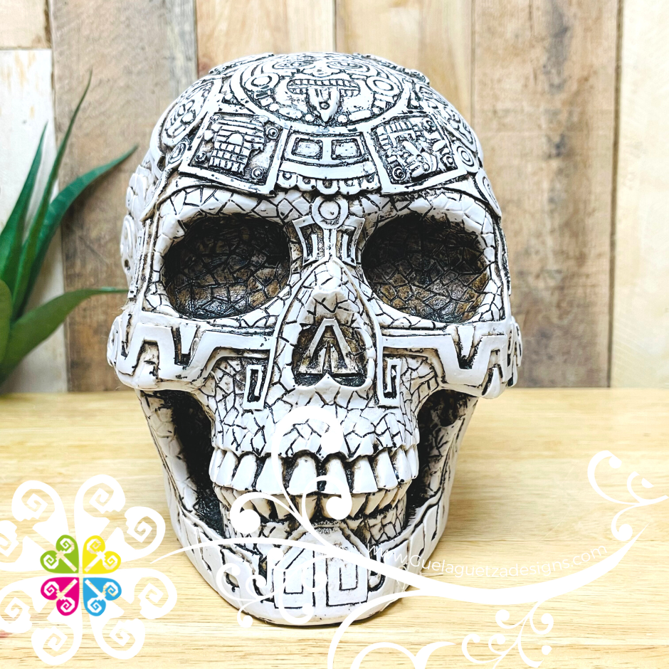 Large Azteca- Artisan Day of Dead Resin Skull