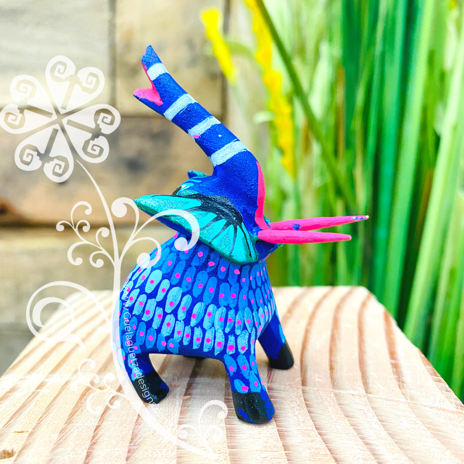 Mini Elephant Alebrije Handcarve Wood Decoration Figure