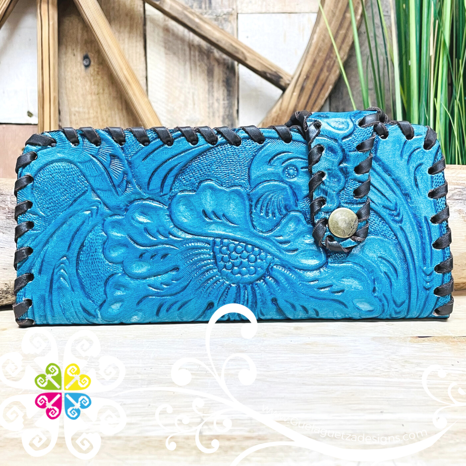 Floral Stamping Cartera Troquelada - Leather Wallet