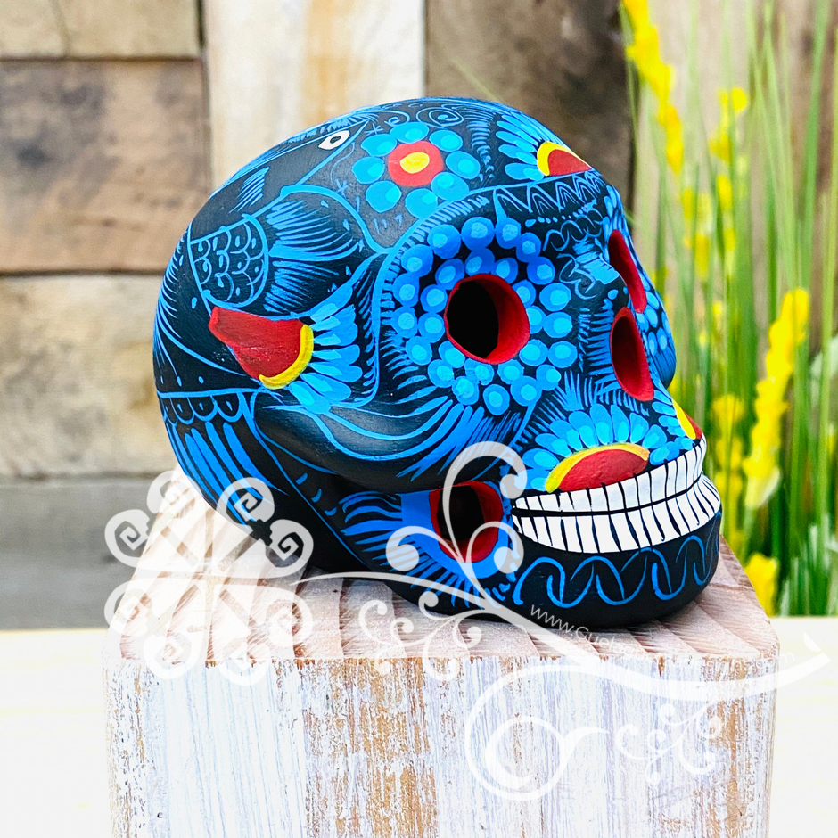 Small Solid Color Hand Painted Sugar Skull  - Calaverita Guerrero