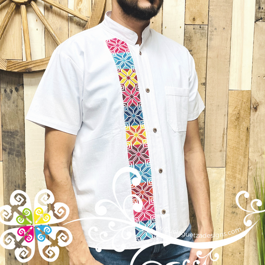 White Star Stripe Shirt - Embroider Men Shirt