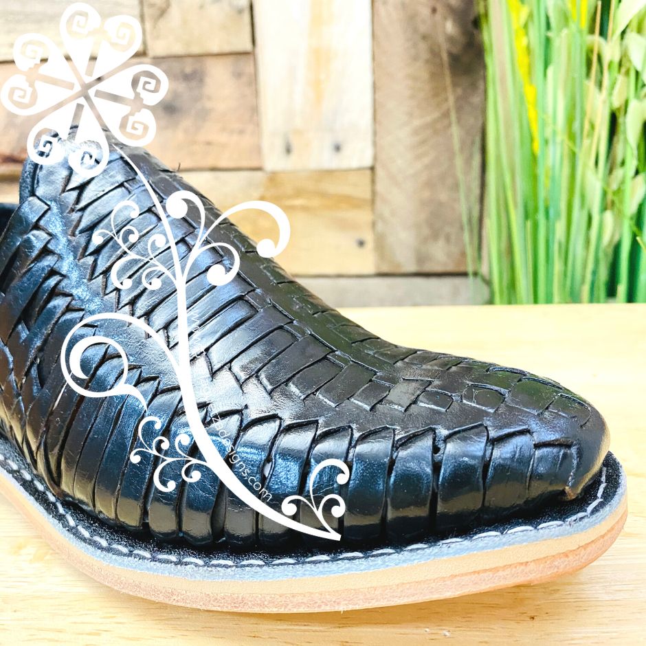 Black Tejido Leather Men Shoes