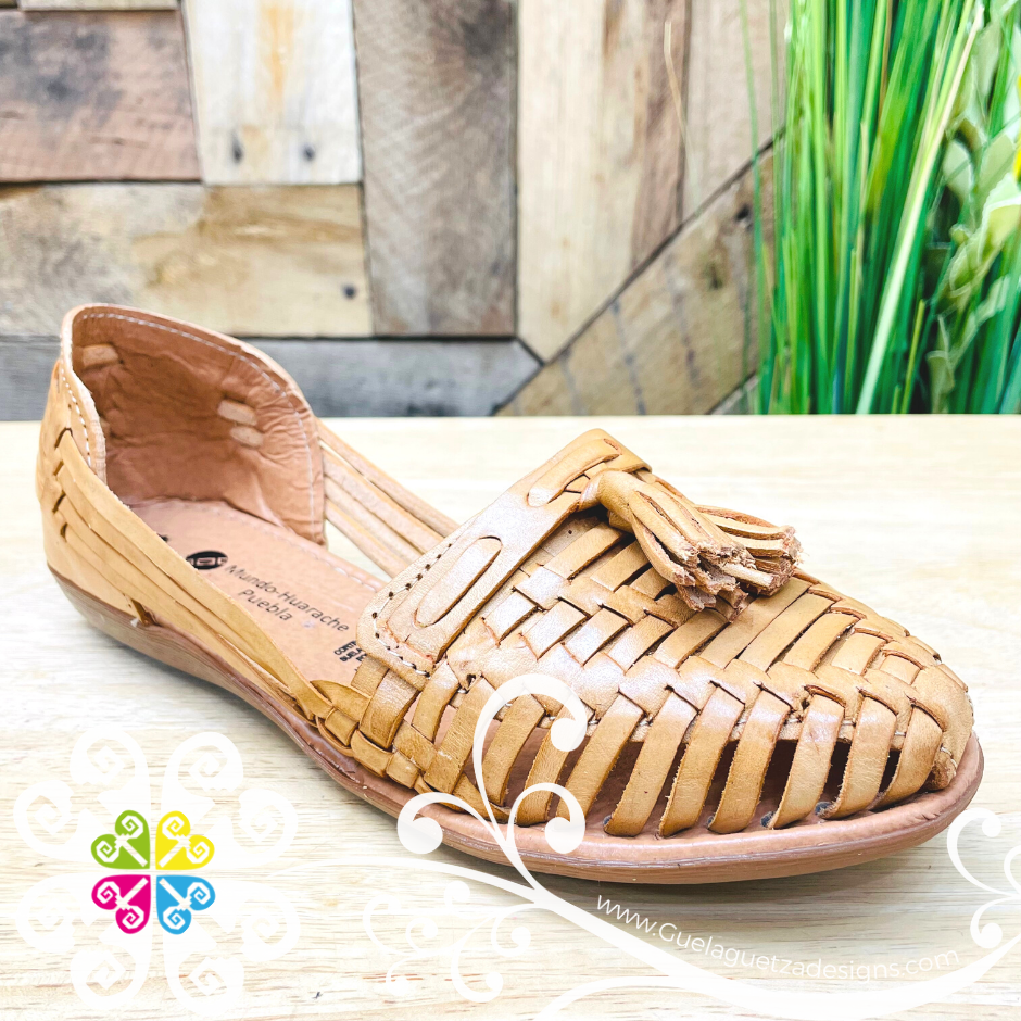 Natural Tassels Flat Shoes - Huarache Piel