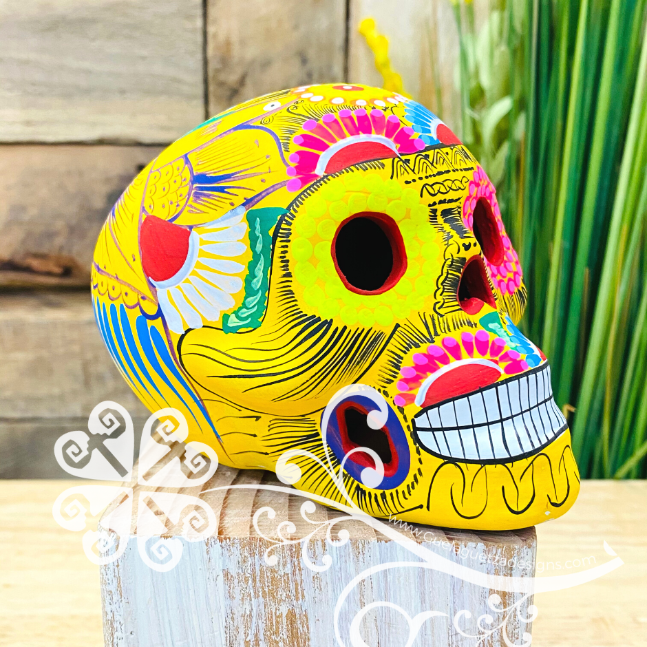 Medium Multicolor Hand Painted Sugar Skull  - Calaverita Guerrero