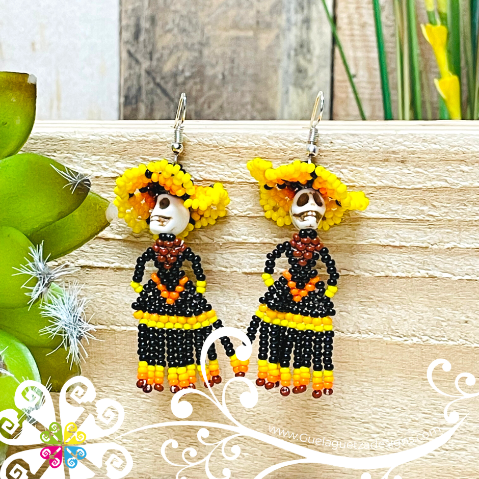 Beaded Dancing Catrina Earrings