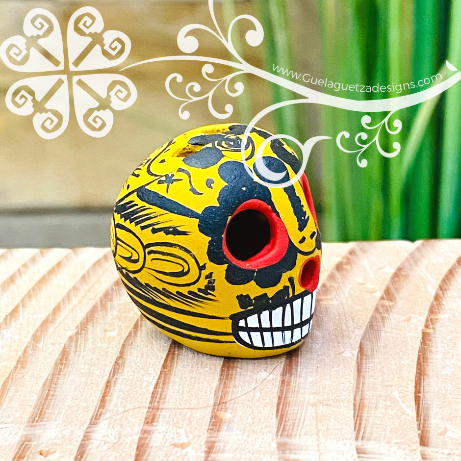 Set of 5 Mini Hand Painted Sugar Skull  - Calaverita Guerrero