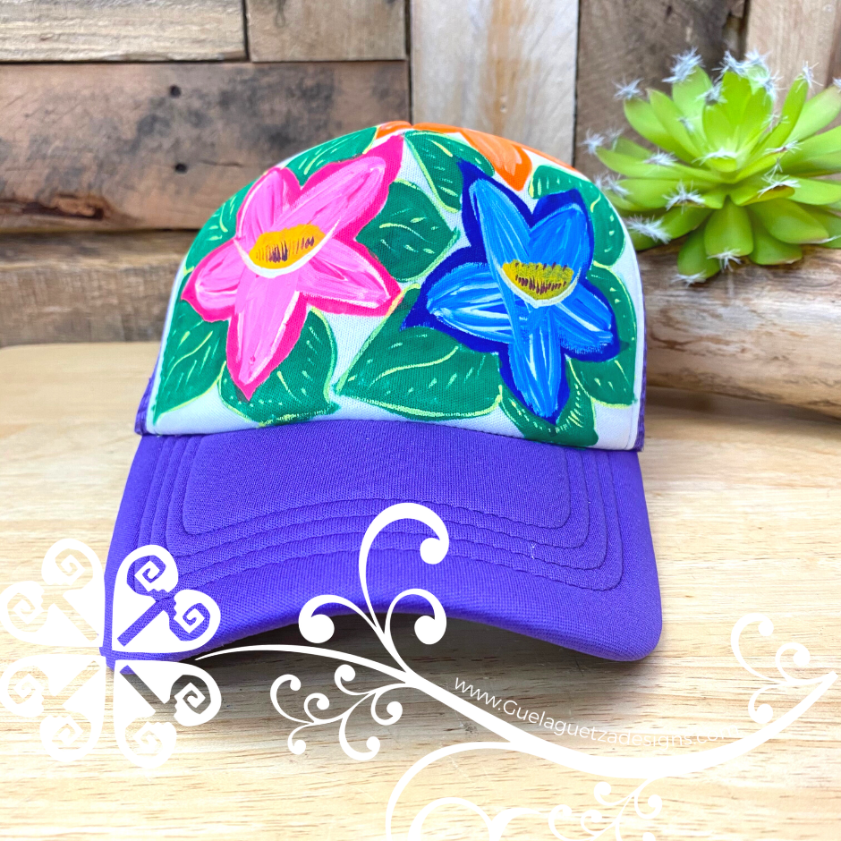 Purple Hand Painted Cap - Gorra Pintada Guerrero