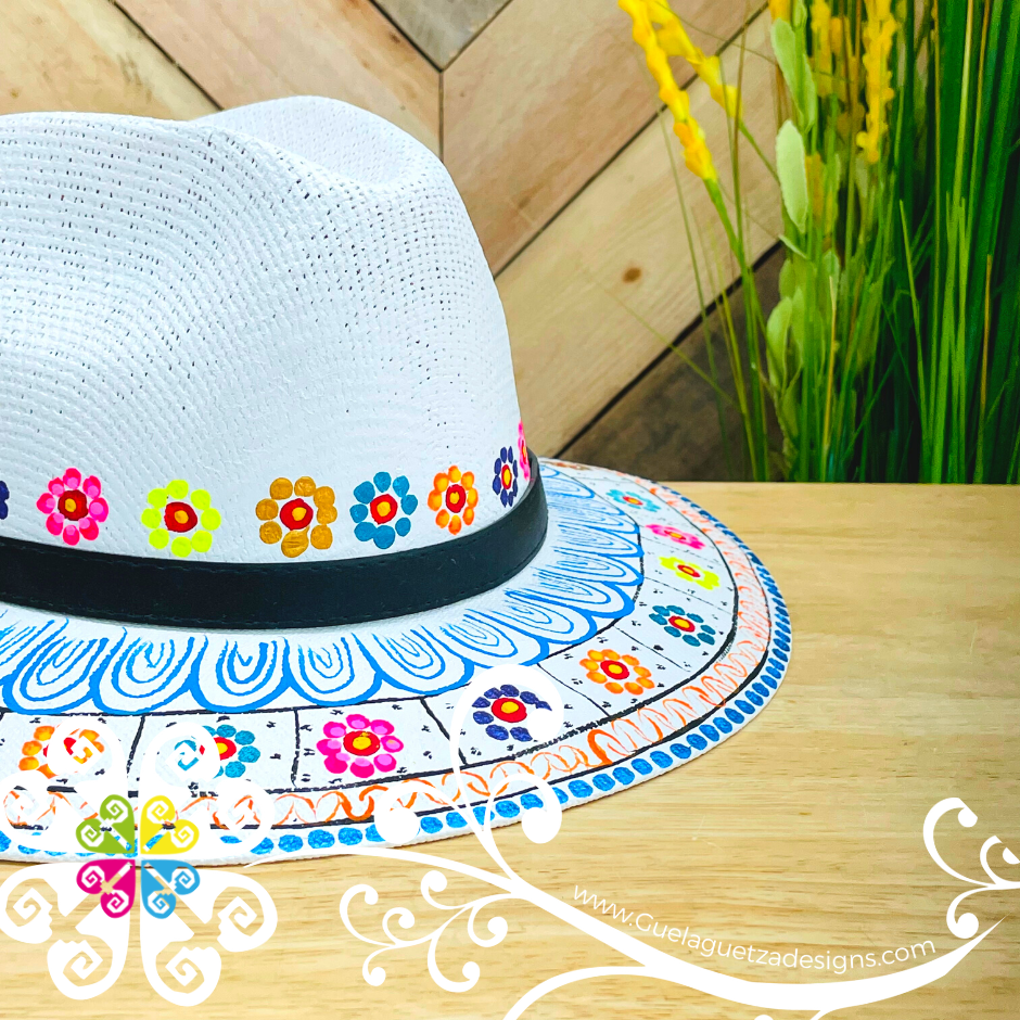 White Hand Paint Summer Hats- Petunia Vines