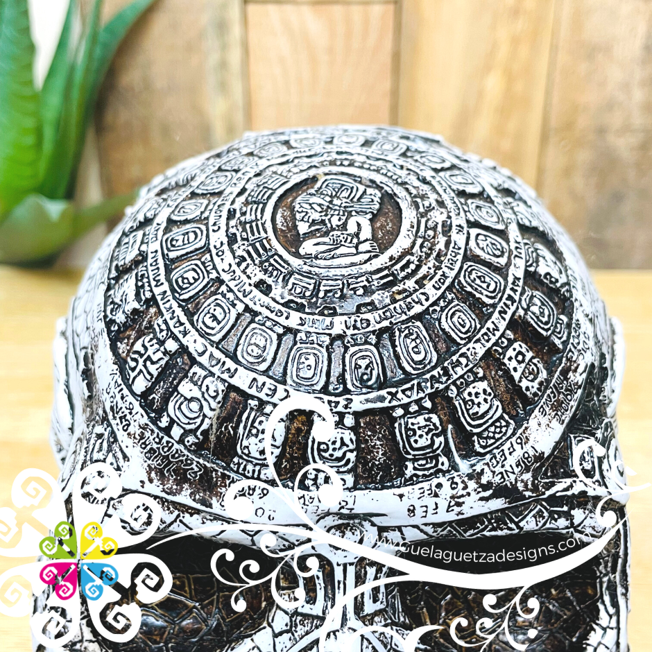 Large Maya- Artisan Day of Dead Resin Skull