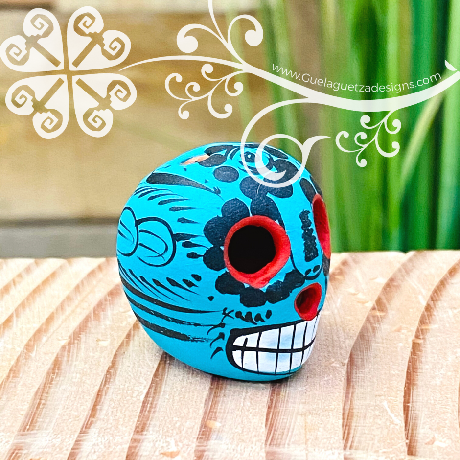 Set of 5 Mini Hand Painted Sugar Skull  - Calaverita Guerrero