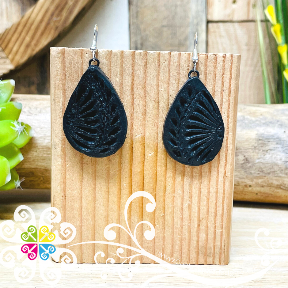 Oval - Black Clay Earrings