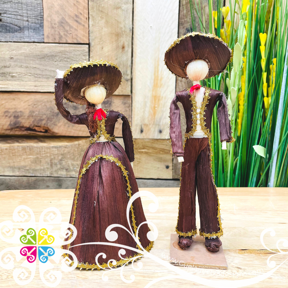 Medium Mariachi Couple - Corn Husk Couple