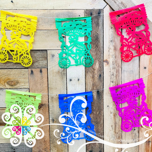 Large Biker Design- Papel Picado Banner