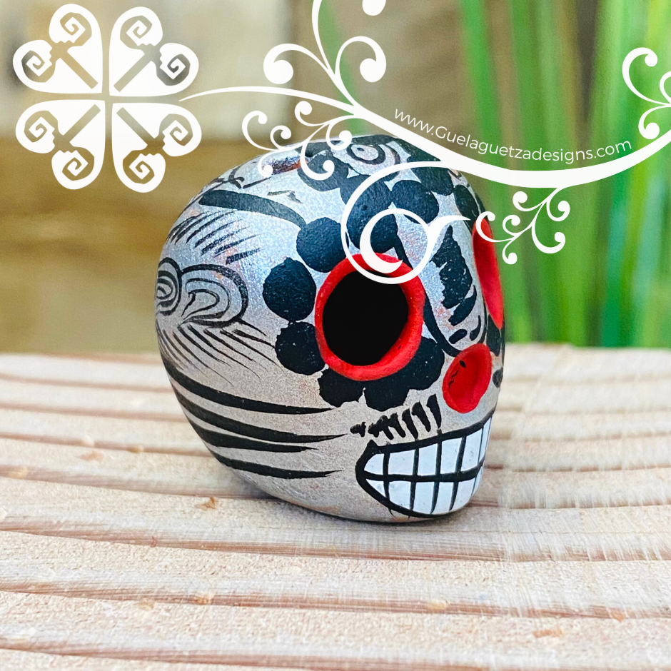 Set of 5 Mini Hand Painted Sugar Skull  - Calaverita Guerrero