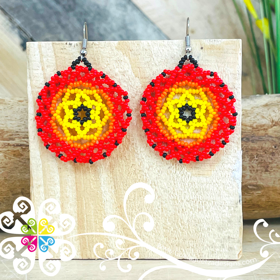 Honeycomb Circular Beaded Earrings