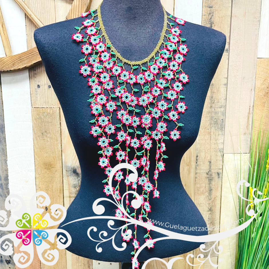 Daisy Waterfall Beaded Necklace