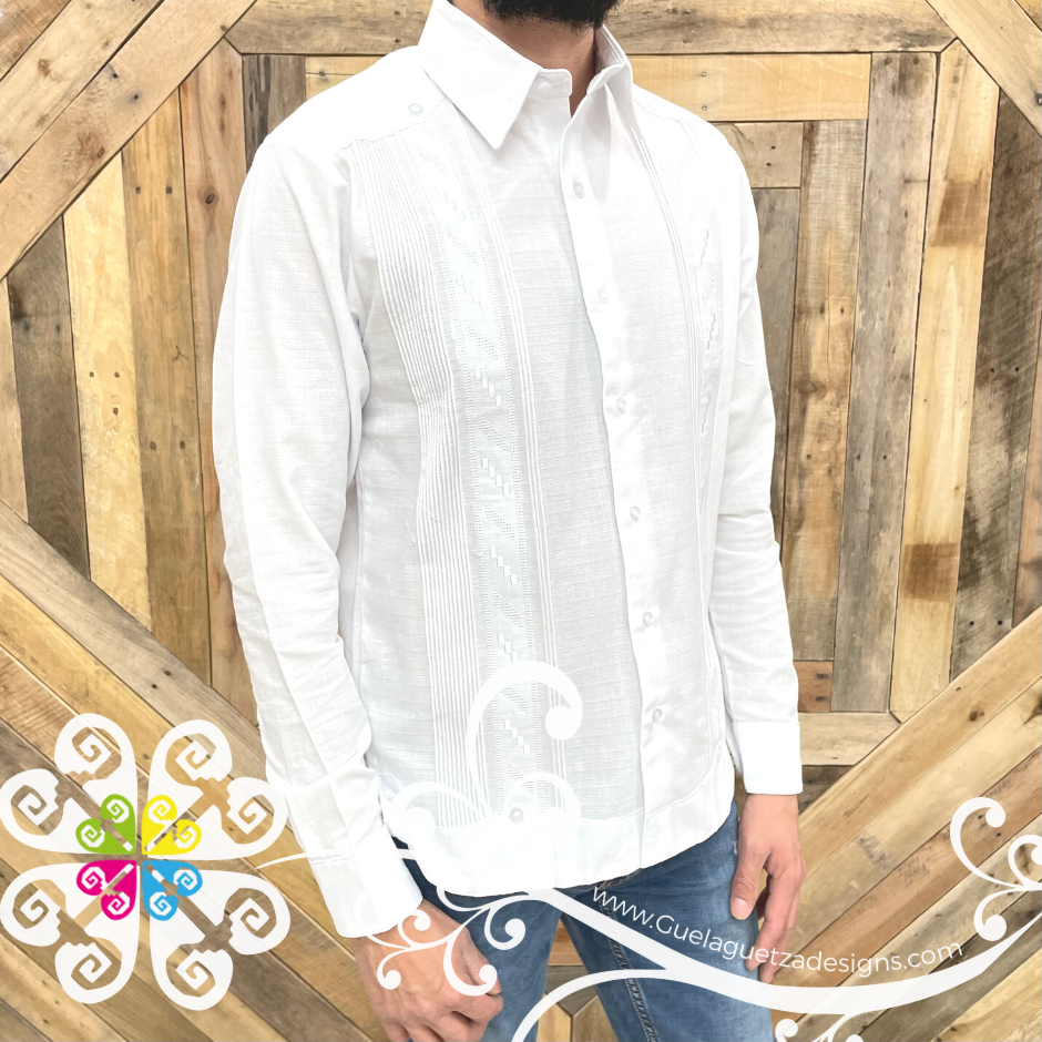 White Embroider Guayabera Presidencial - Linen Guayabera