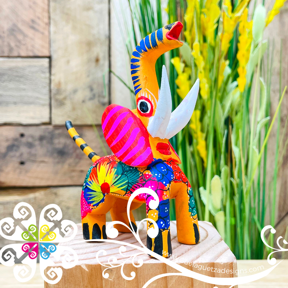 Small Elephant Alebrije- Handcarve Wood Decoration Figure