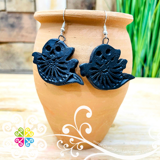 Little Ghost - Black Clay Earrings